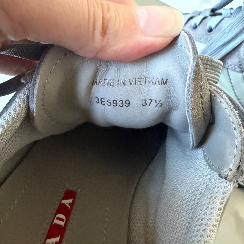 Prada Gray Nylon Suede Sneakers Size 37.5 - Picture 10 of 10
